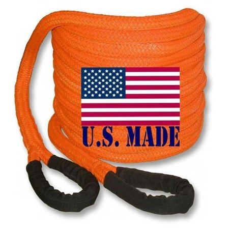 SAFE-T-LINE U.S. made "Safety Orange" Safe-T-Line® Kinetic RECOVERY ROPE (Snatch Rope) - 1 inch X 30 ft (4X4 VEHICLE RECOVERY) PK0130